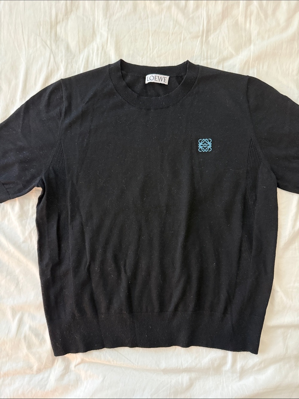 Loewe Black Crewneck Sweater with Blue Logo